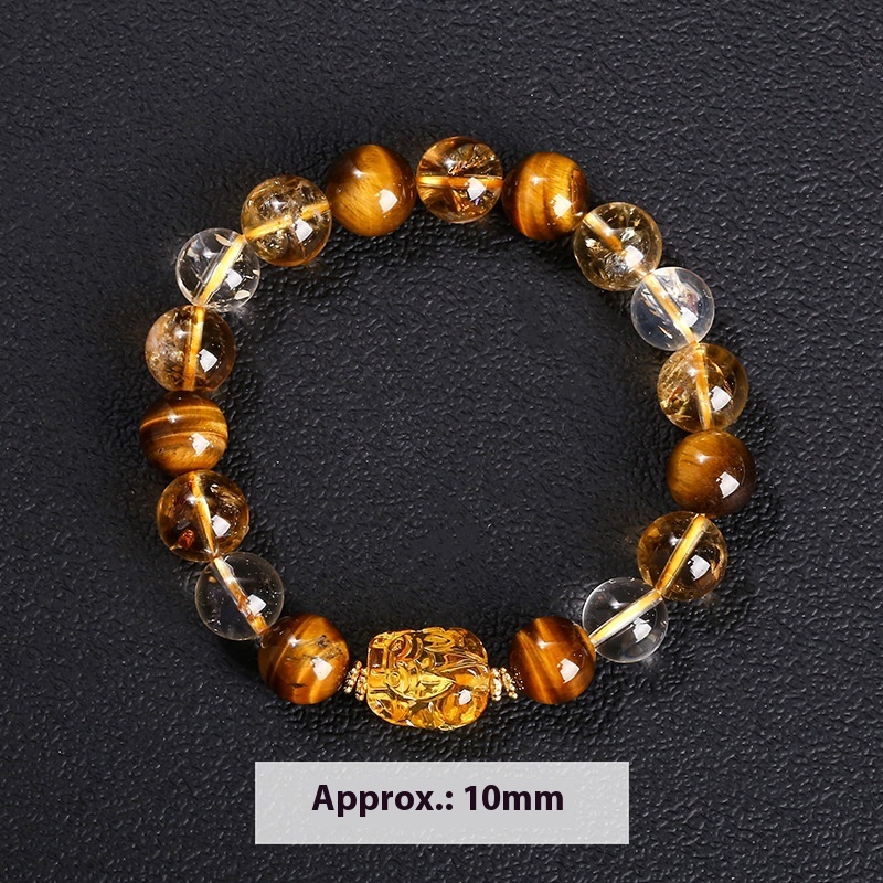 5A Natural Yellow Tiger's Eye Citrine Beeswax Pi Xiu Bracelet - Image 3