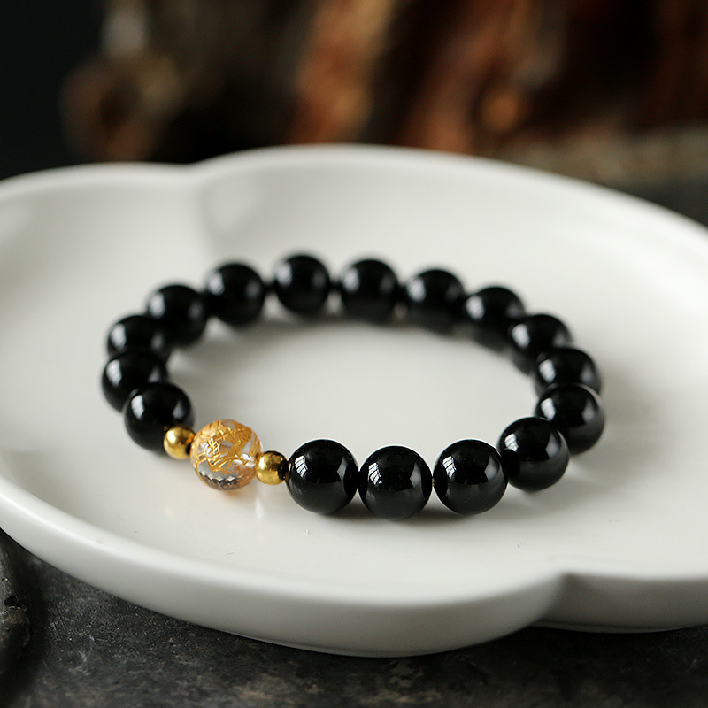 Fashion Personality Obsidian White Crystal Bracelet - Image 2
