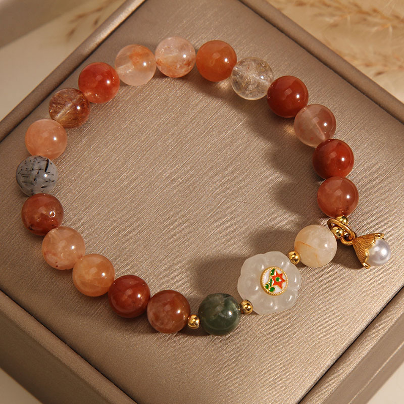 Crystal Hetian White Jade Pearl Bracelet - Image 2