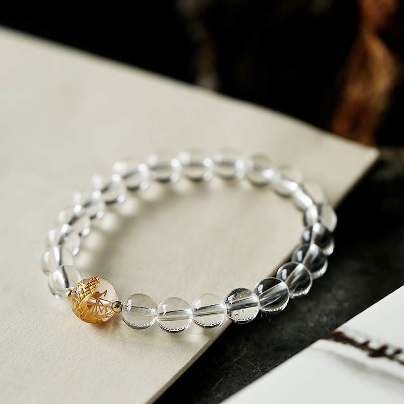Fashion Personality Obsidian White Crystal Bracelet - Image 5
