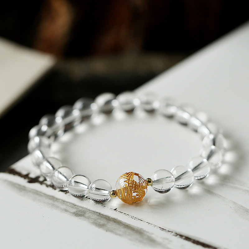 Fashion Personality Obsidian White Crystal Bracelet - Image 6