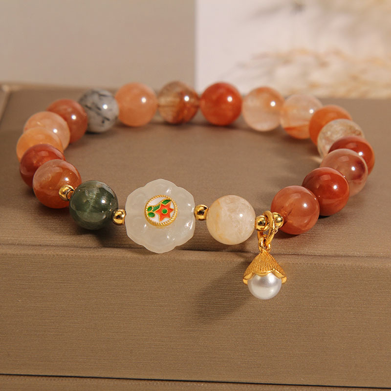 Crystal Hetian White Jade Pearl Bracelet