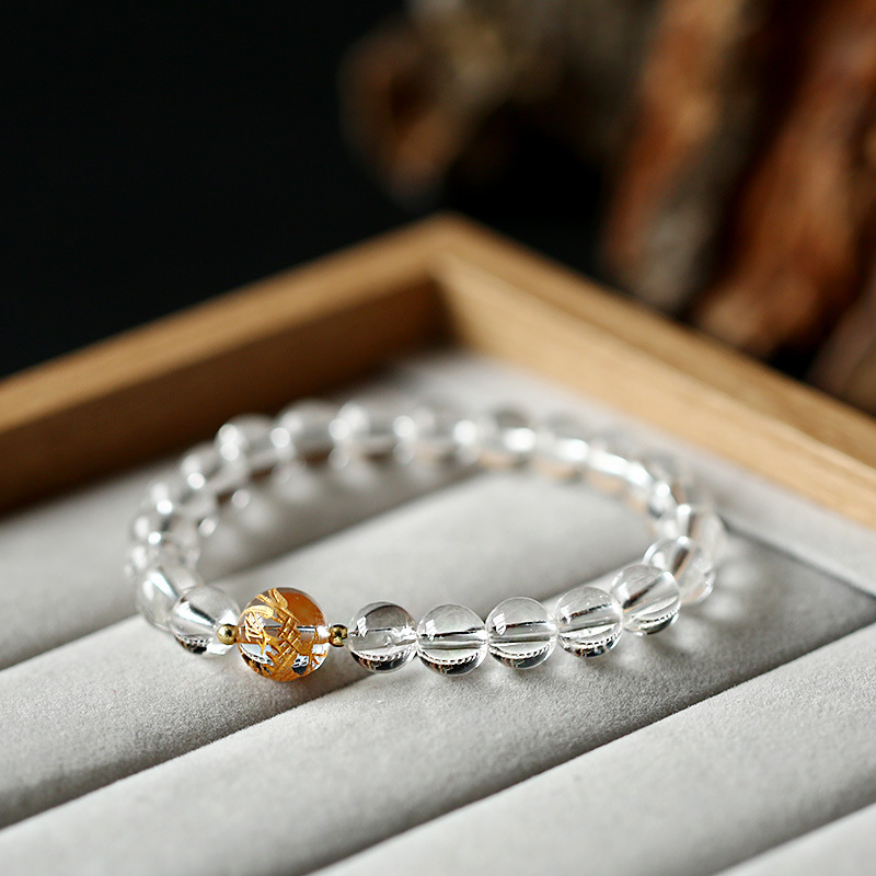 Fashion Personality Obsidian White Crystal Bracelet